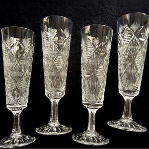 Crystal Champaign Glasses (4). Research = these beauties were made in Yugoslavia